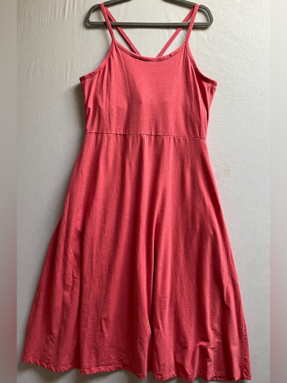 Pact Organic Cotton Coral Pink Midi Dress Size XXL Built In Bra Pockets